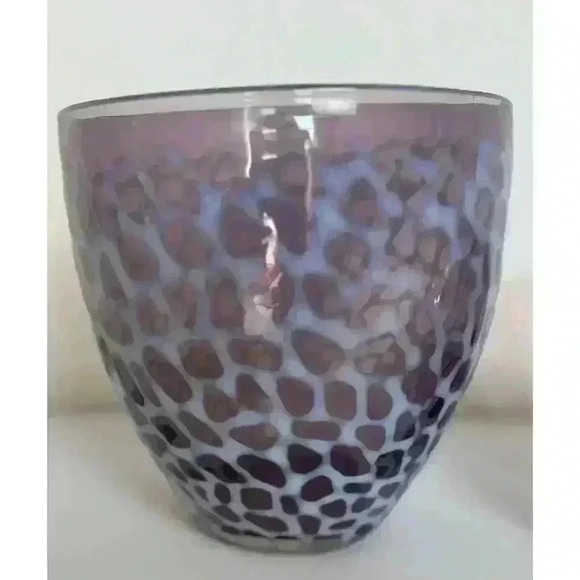 Two Hand Blown Art Glass Vases Purple Tortoise shell spots Clear pontil mark - Picture 2 of 13